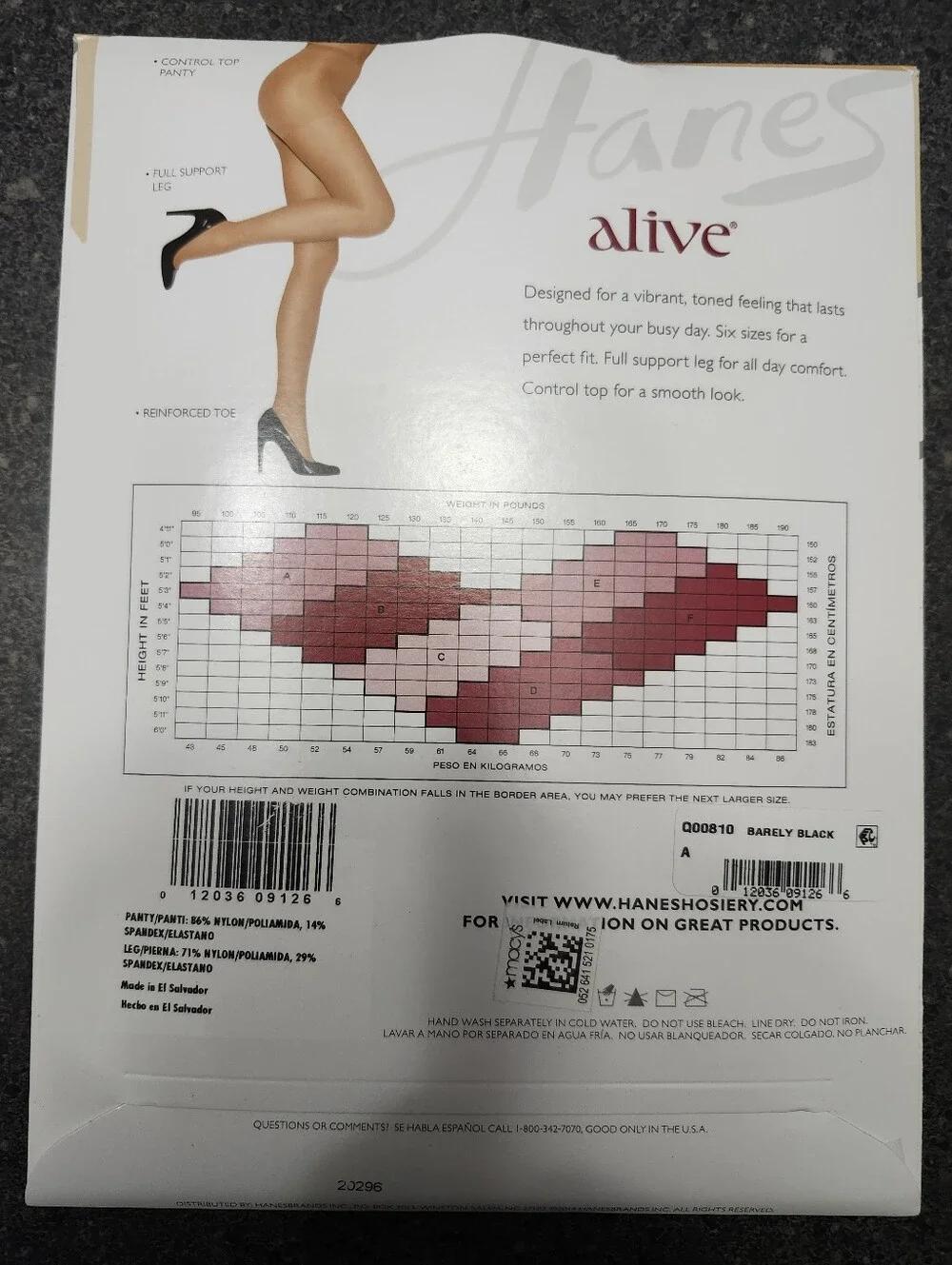 Hanes Alive Full Support Pantyhose - White and Red Packaging